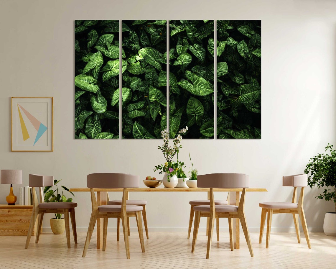 Dark Green Tropical Leaves Lush Foliage Three Panel Nature Poster - Image 6