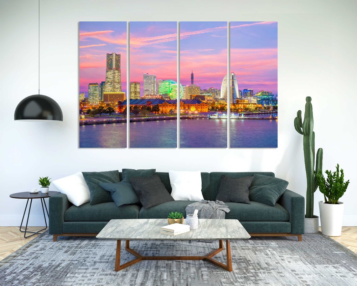Yokohama Japan Skyline Sunset Ferris Wheel Harbor Lights Travel Poster - Image 2