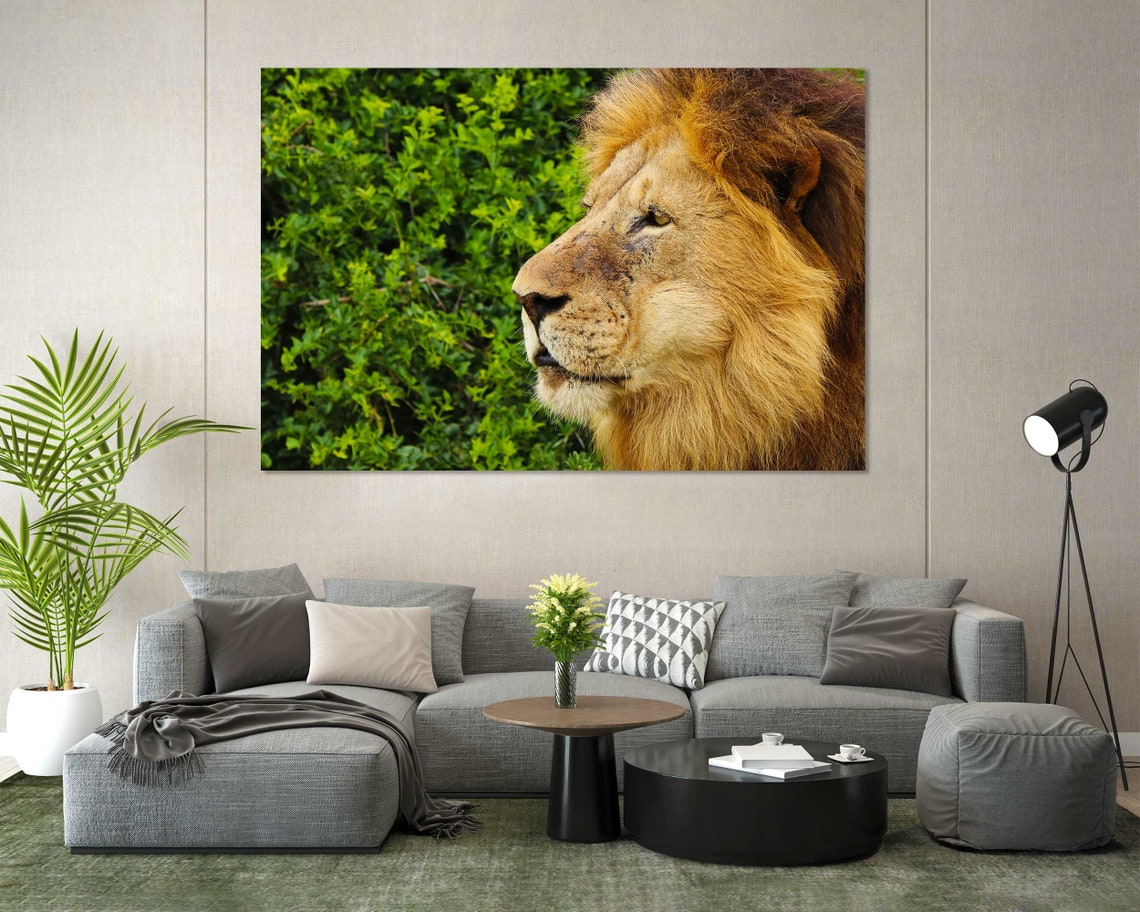 Mighty Lion Print Art On King Animal Art For Home Lion Portrait Print Safari Animals Photo Painting On Wildlife Artwork - Image 2