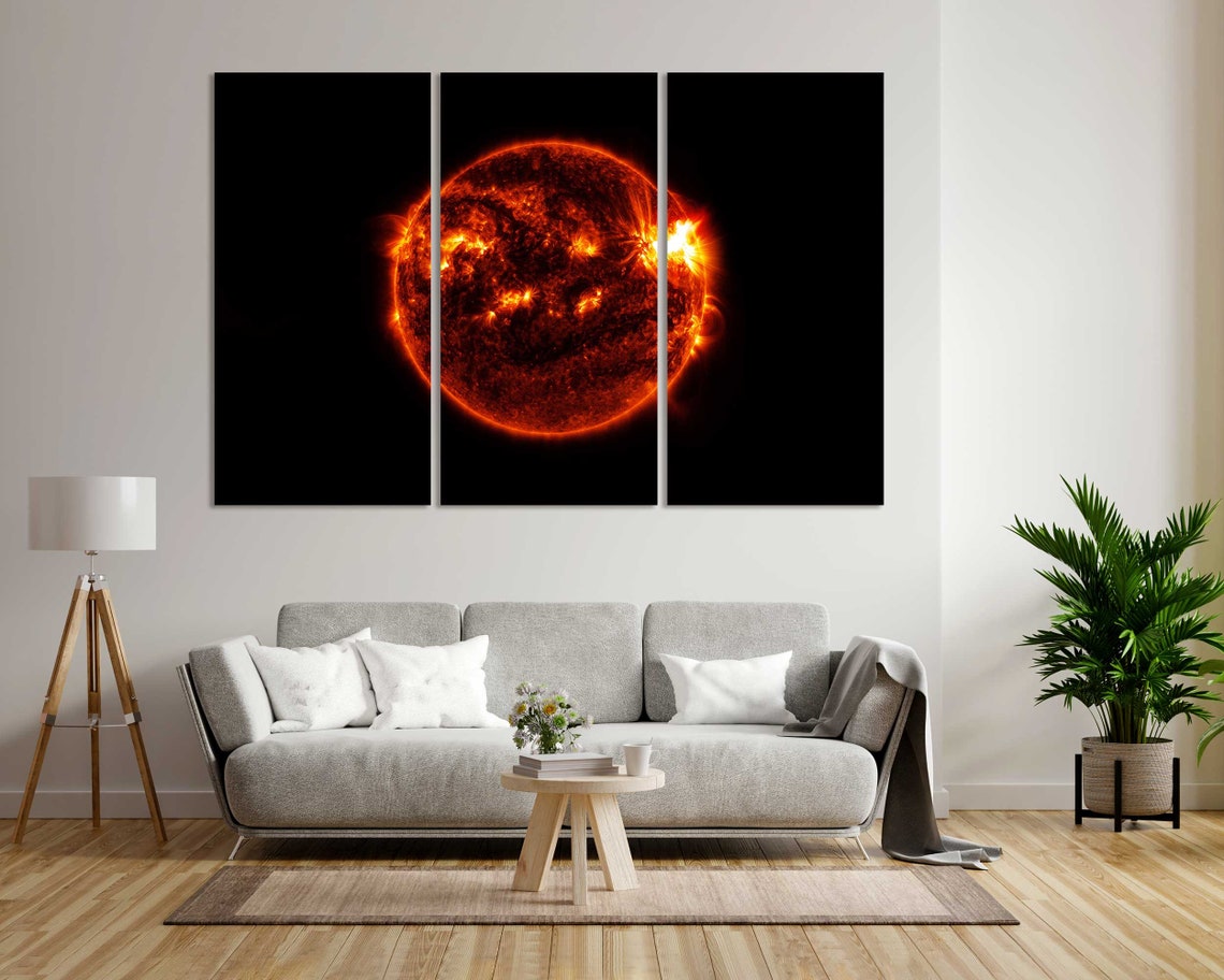 Fiery Sun Close Up Burning Orange Surface in Outer Space Art Print - Image 8
