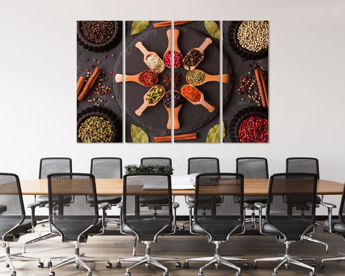 Colorful Spices Wooden Spoons Circle Top Down Kitchen Art Poster - Image 4