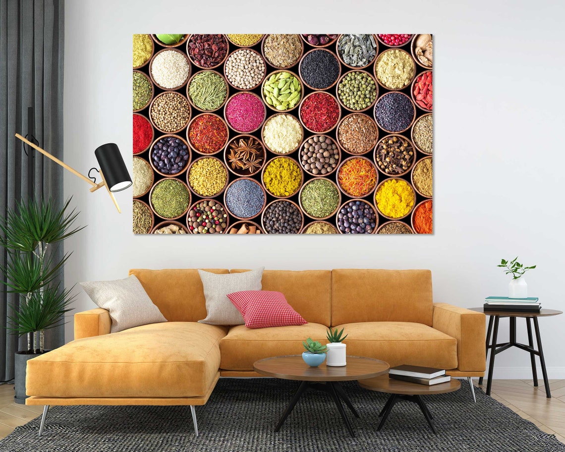 Colorful Spices In Wooden Bowls Kitchen Wall Decor Five Panel Poster - Image 5