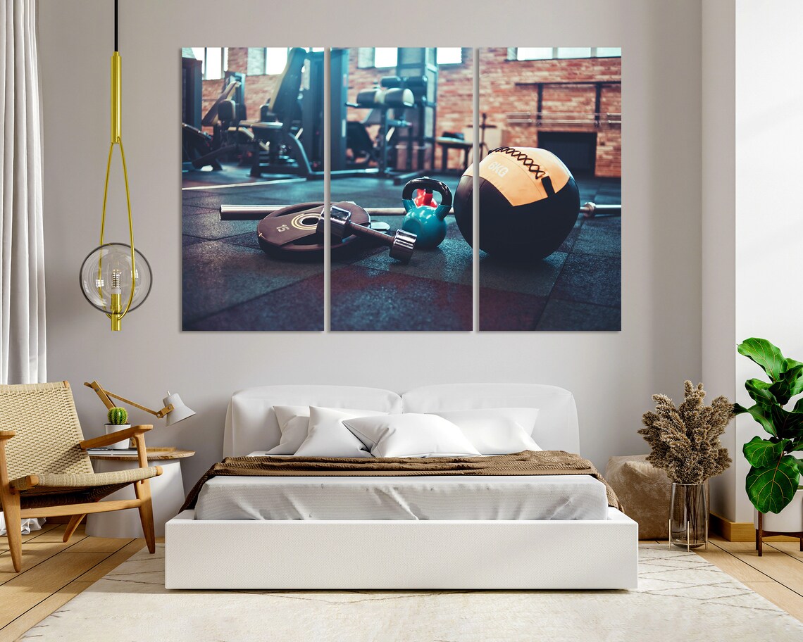 Gym Workout Equipment Kettlebell Medicine Ball Weight Plate Sports Poster - Image 5
