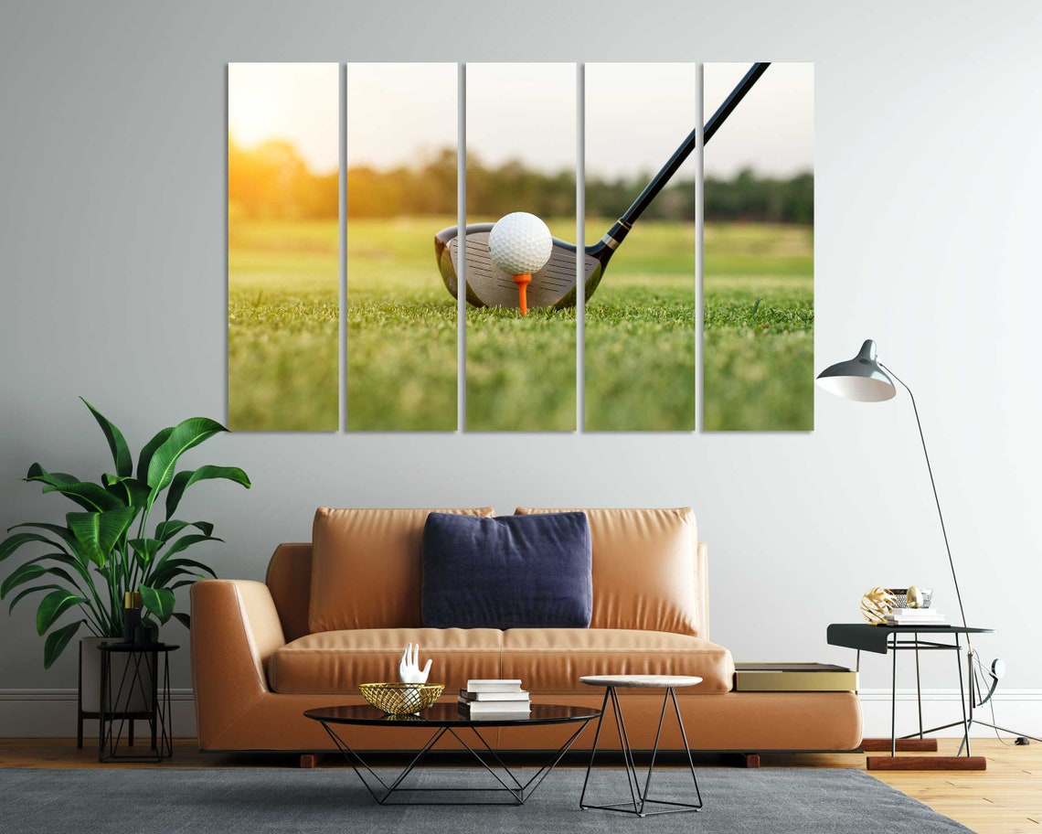 Golf Driver Club Ball On Tee Sunset Fairway Golden Light Poster - Image 5