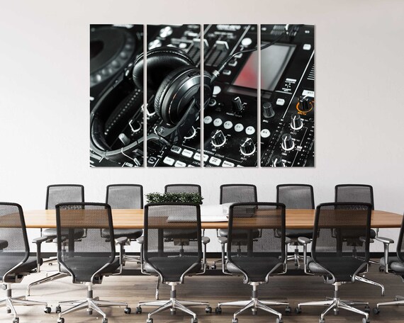 DJ Mixer Console With Headphones Music Studio Equipment Wall Art