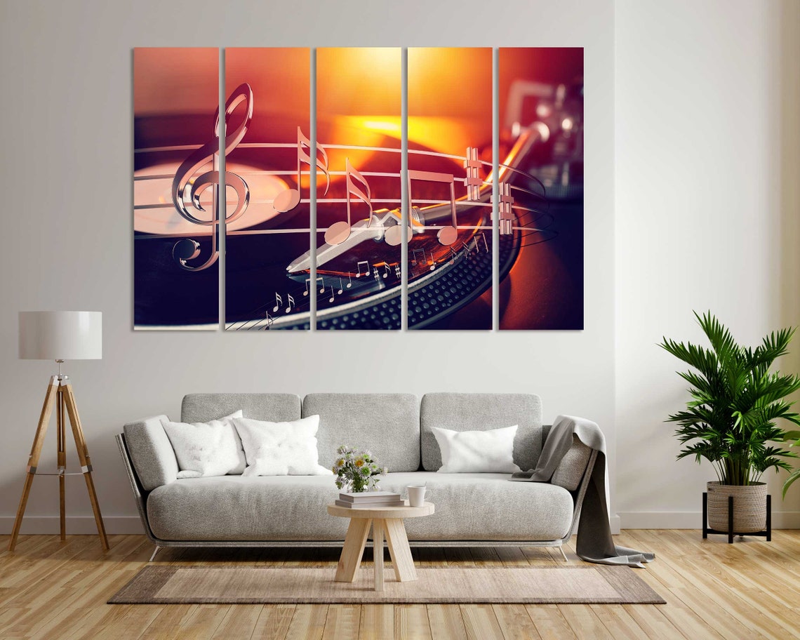 Vinyl Record Player Music Notes Warm Glow Retro Music Art Poster - Image 8