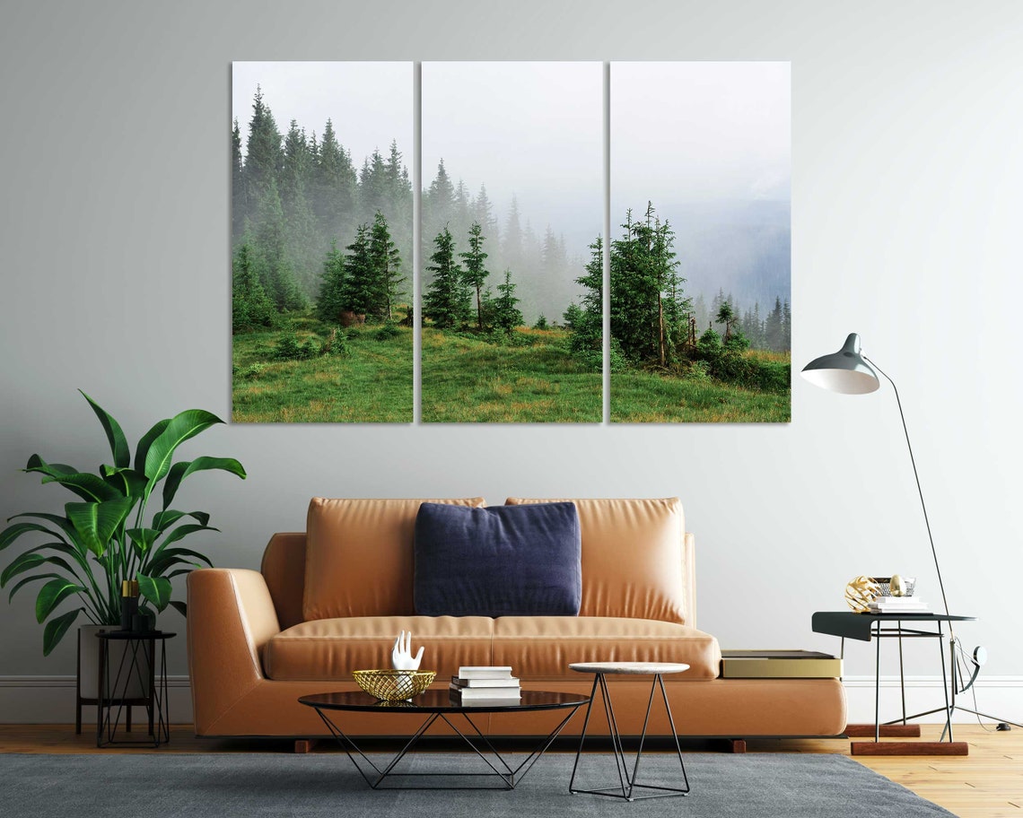 Foggy Pine Forest Misty Mountain Green Hillside Serene View Poster - Image 7