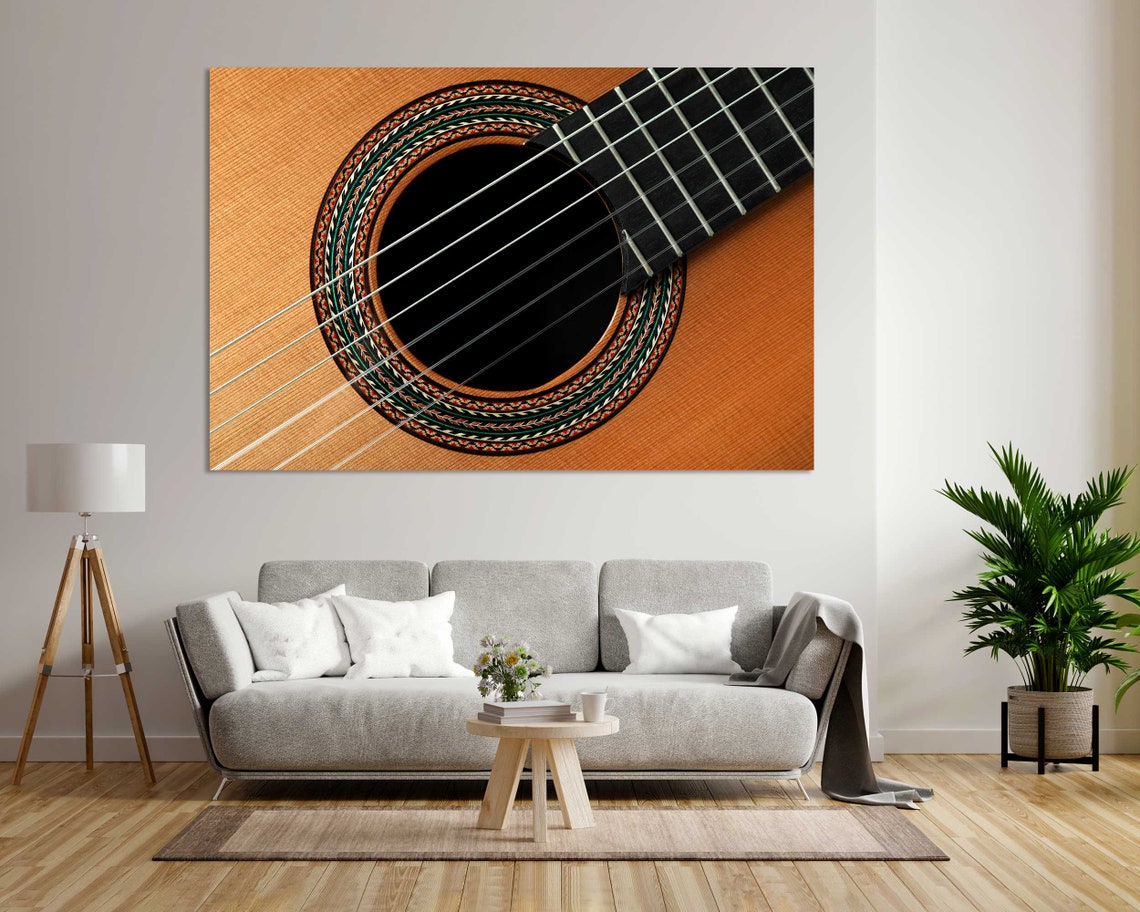 Classical Guitar Sound Hole Close Up Strings Music Wall Art Poster