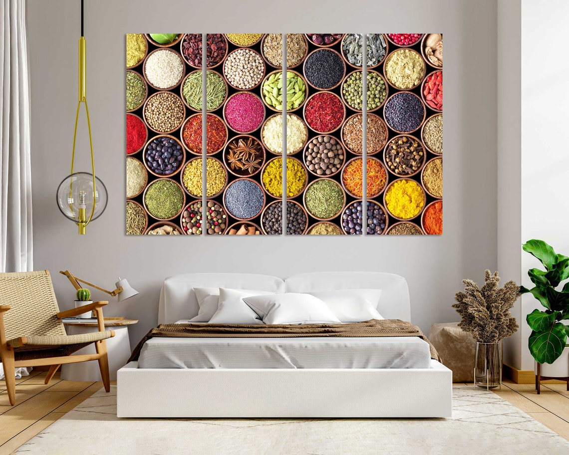 Colorful Spices In Wooden Bowls Kitchen Wall Decor Five Panel Poster - Image 6