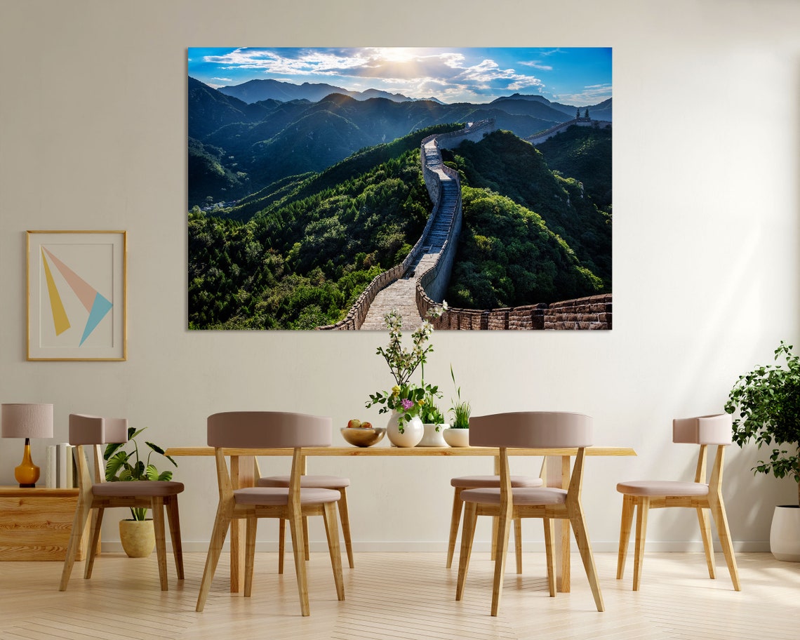 Great Wall Of China Winding Over Green Mountain Ridges Poster