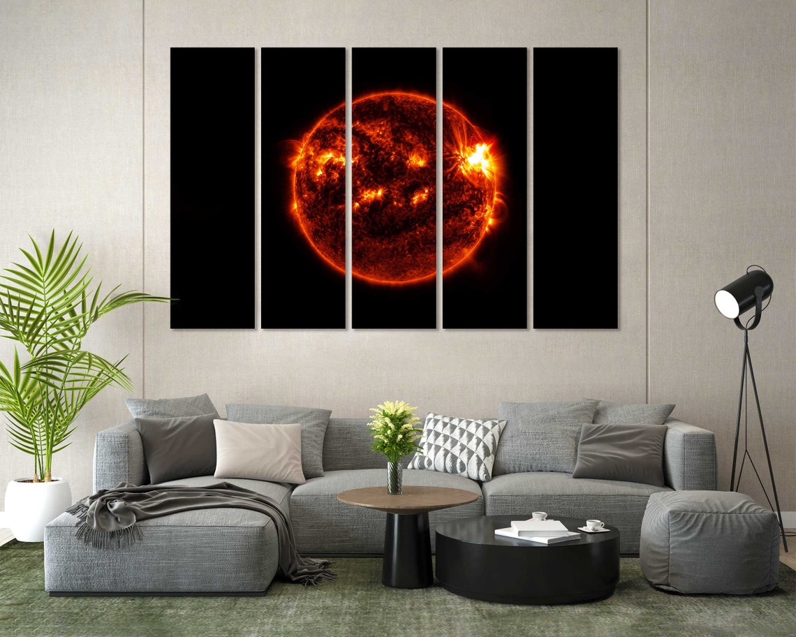 Fiery Sun Close Up Burning Orange Surface in Outer Space Art Print - Image 6