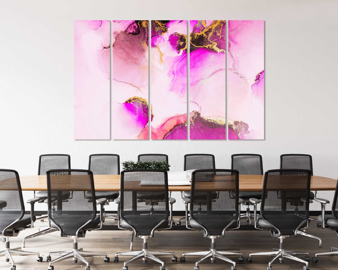 Pink Magenta Gold Alcohol Ink Abstract Marble Swirls Wall Art Print - Image 4