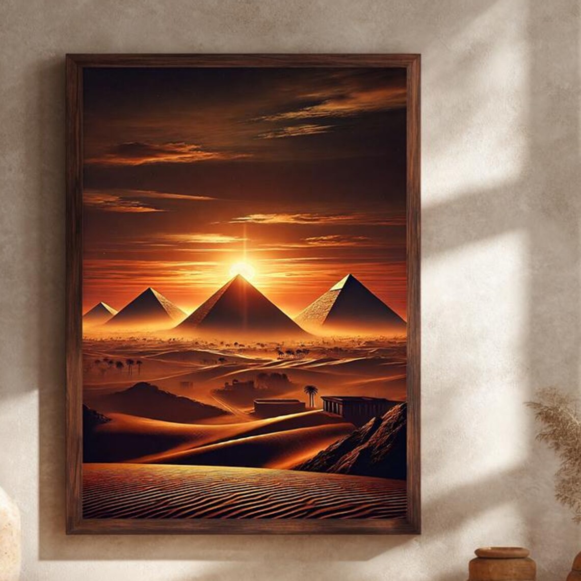 Egyptian Pyramids Desert Sunset Art Print
