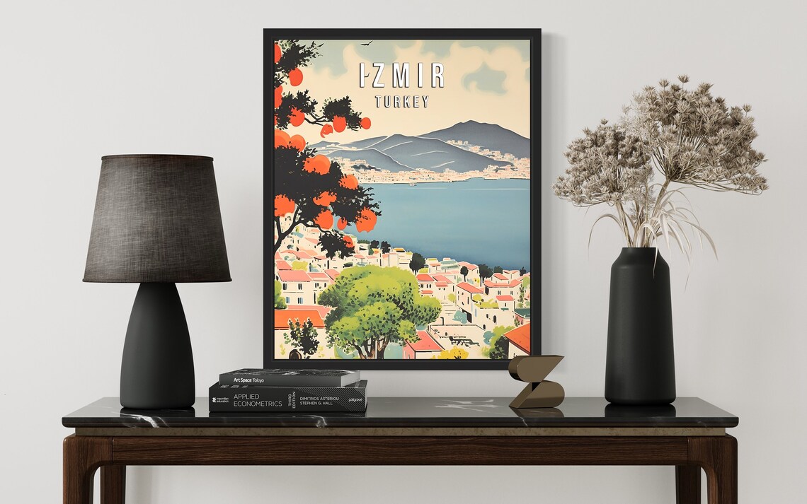 Izmir Turkey Aegean Bay With Citrus Trees Vintage Travel Poster - Image 3