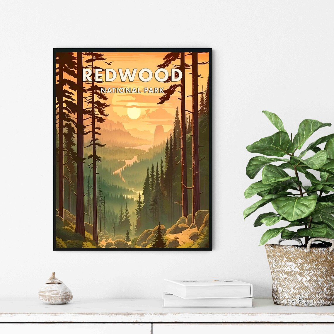 Redwood Forest Sunset Giant Trees Poster National Park California Art - Image 2