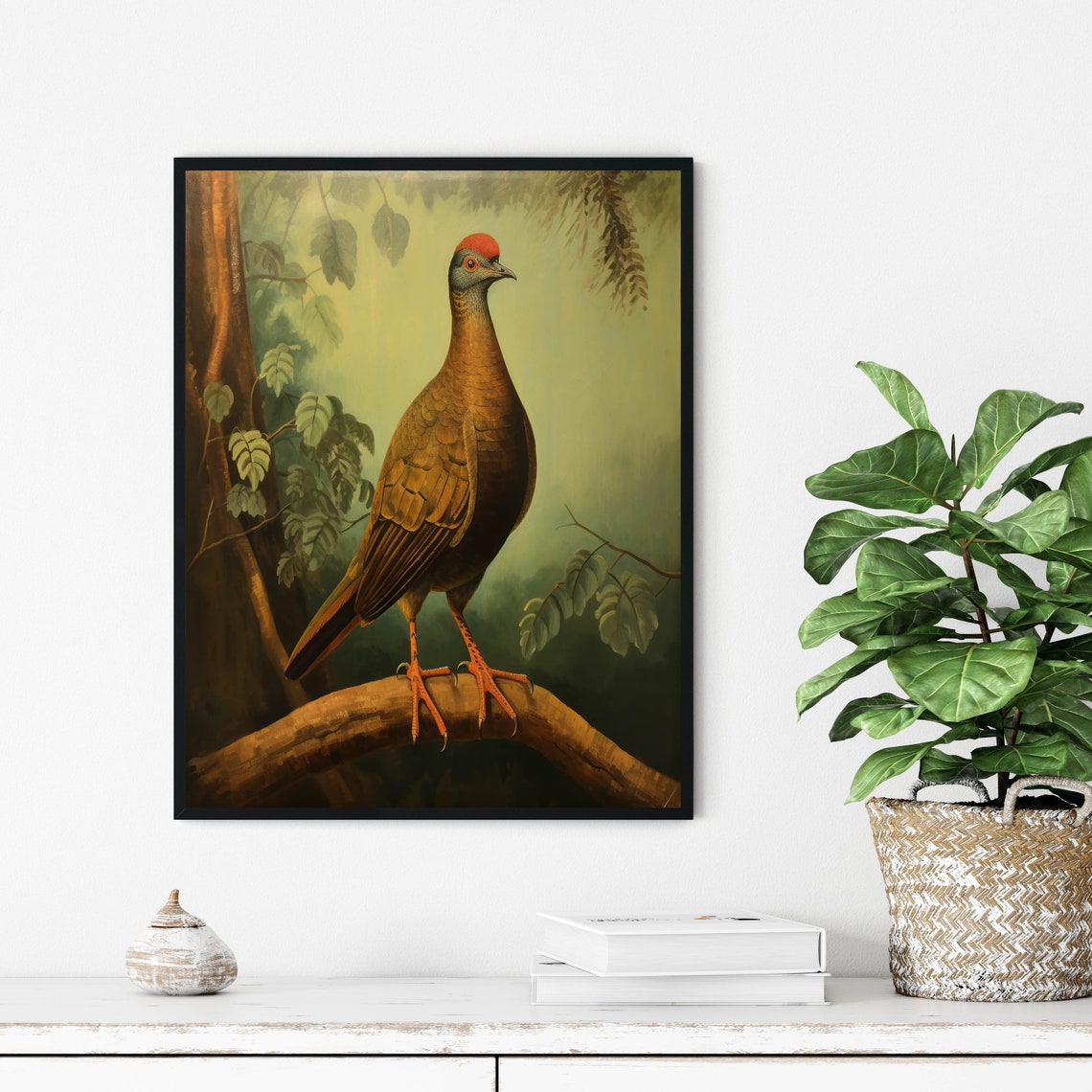 Plain Chachalaca Perched on a Branch Vintage Bird Art Poster - Image 3