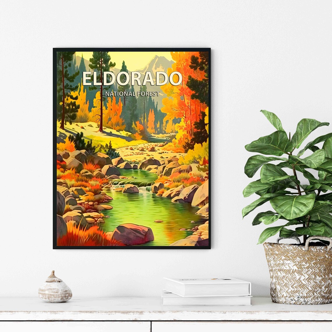 Eldorado National Forest Autumn Rocky Creek Vintage Travel Poster - Image 2