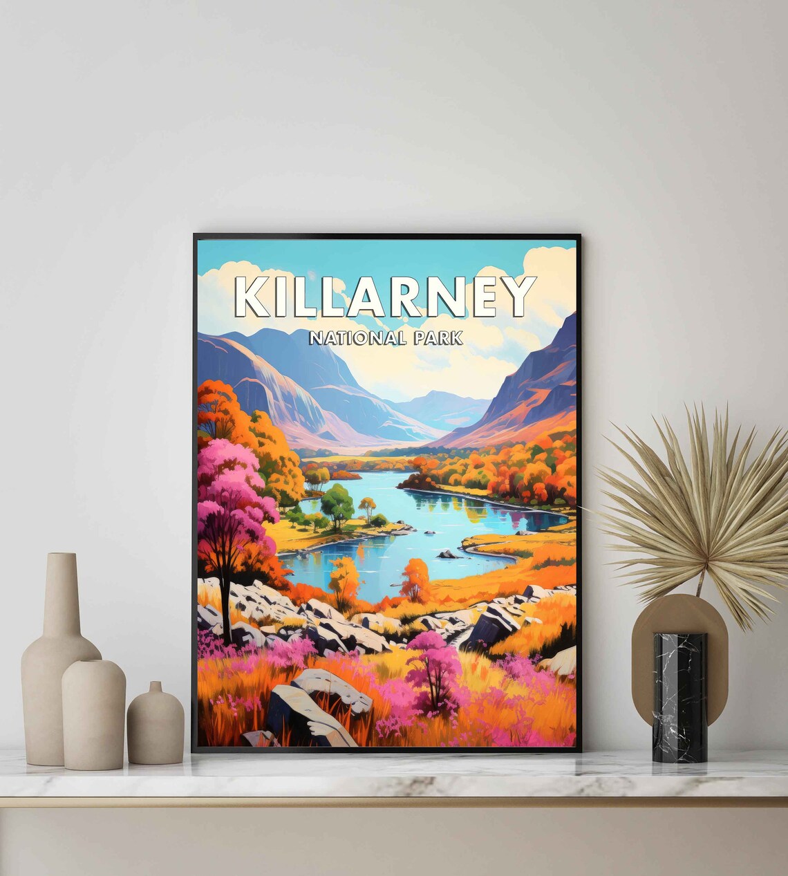 Killarney National Park Autumn Valley Lake Retro Travel Poster - Image 3