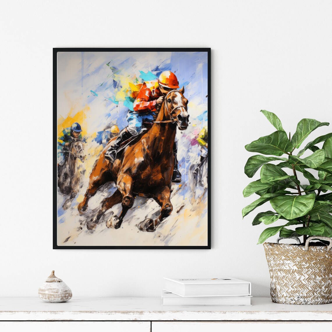 Horse Racing Jockeys Sprinting Full Speed Action Sports Poster - Image 3