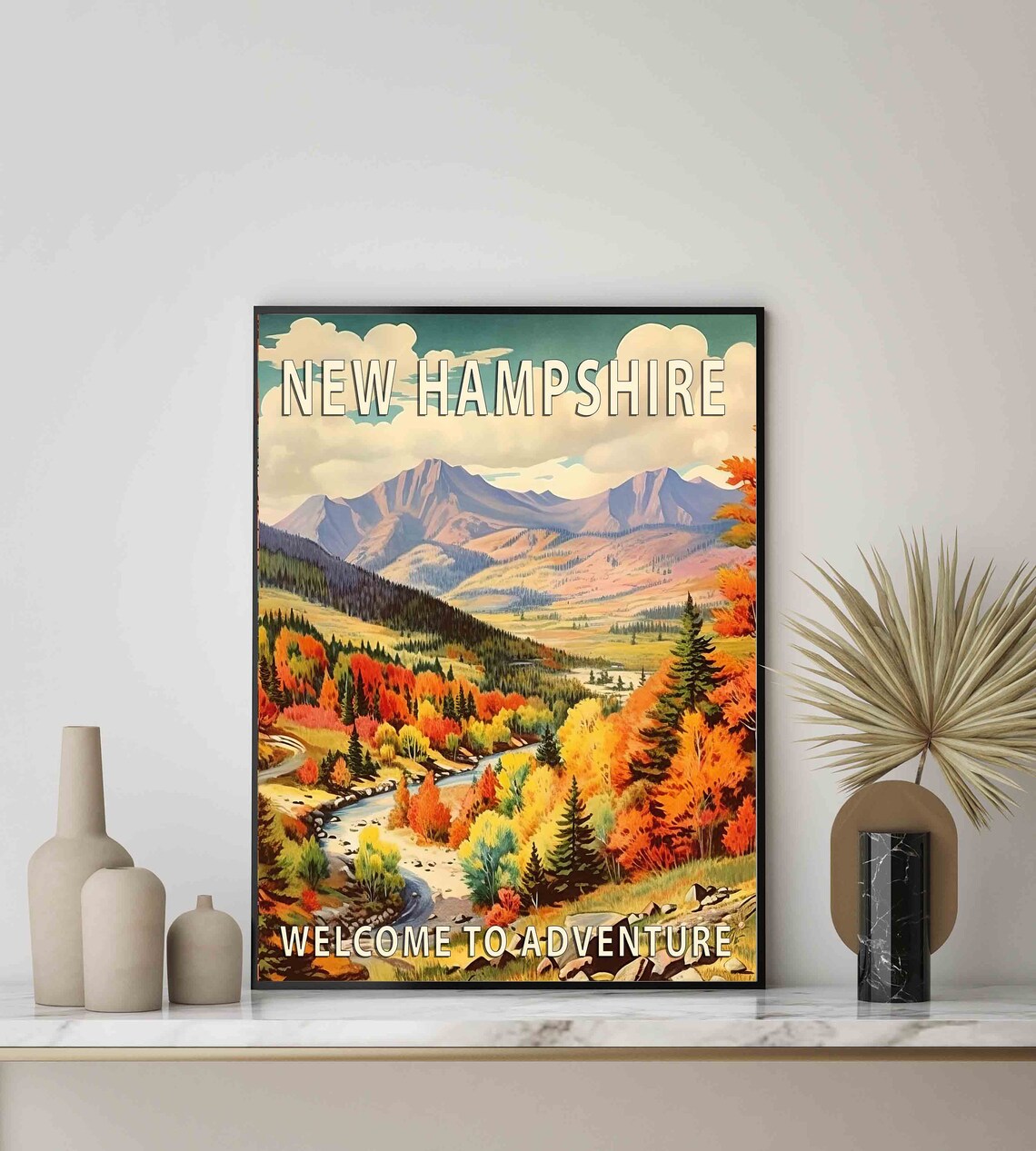 New Hampshire Welcome To Adventure Autumn Mountains Scenery Poster - Image 3