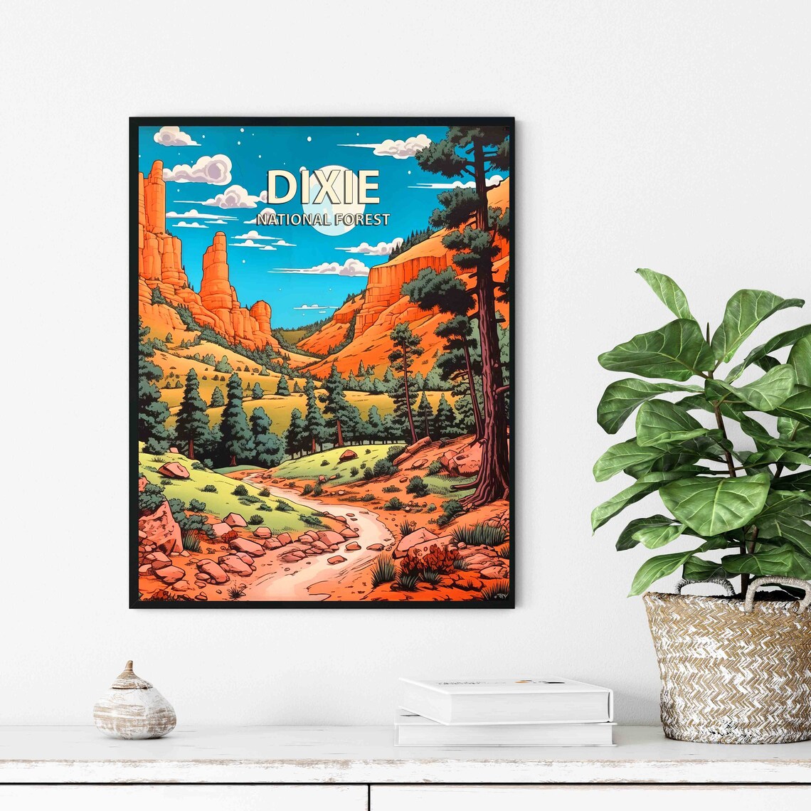 Dixie National Forest Red Rock Canyon Moonlit Utah Desert Poster - Image 2