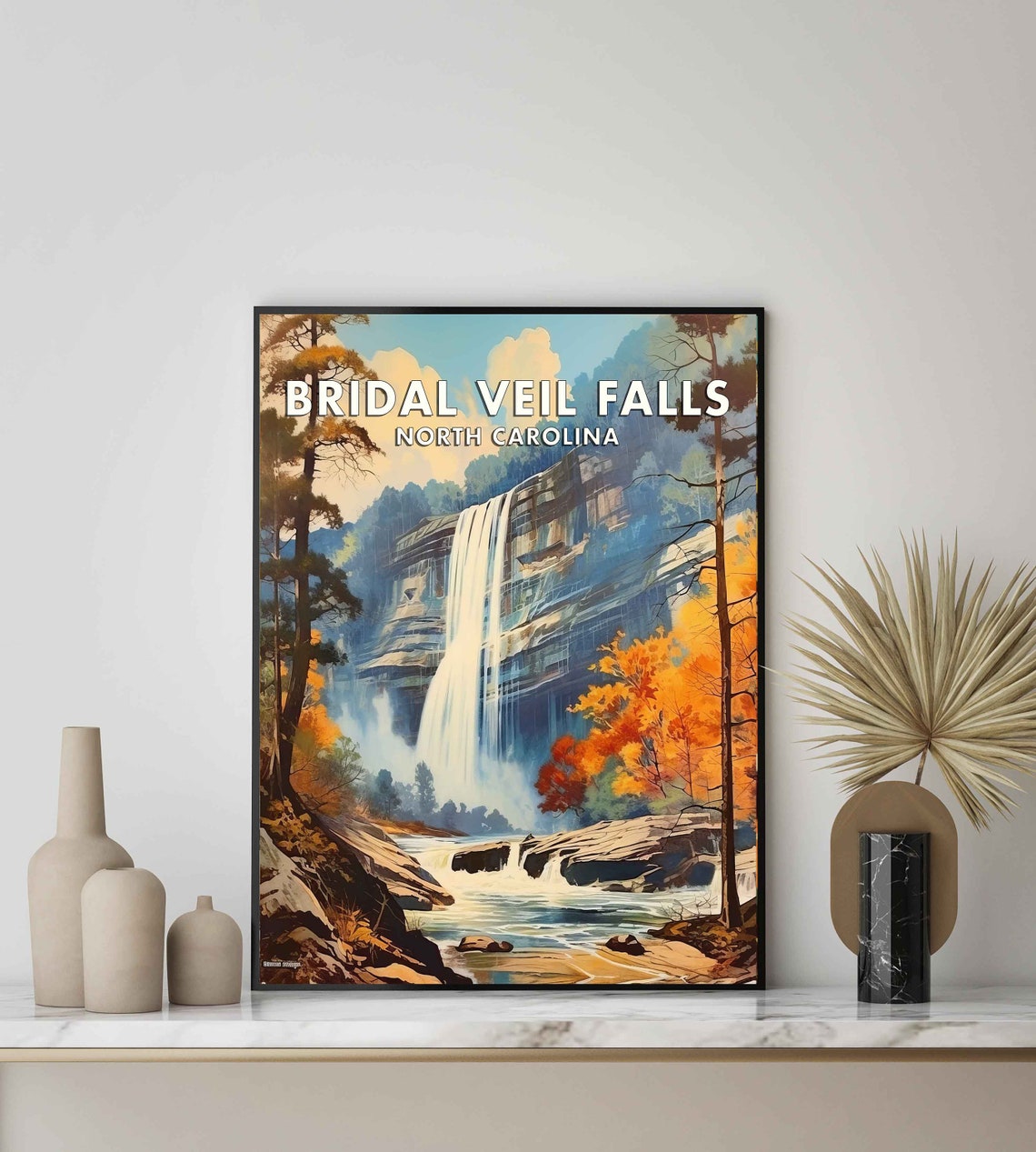 Bridal Veil Falls North Carolina Misty Cascade Travel Poster - Image 2
