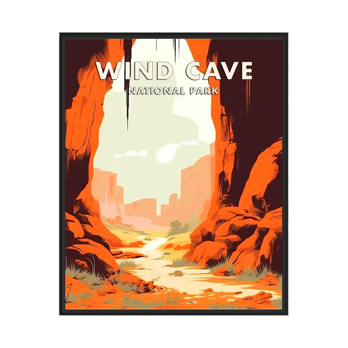 Wind Cave National Park Red Rock Canyon Sunrise Desert View Poster
