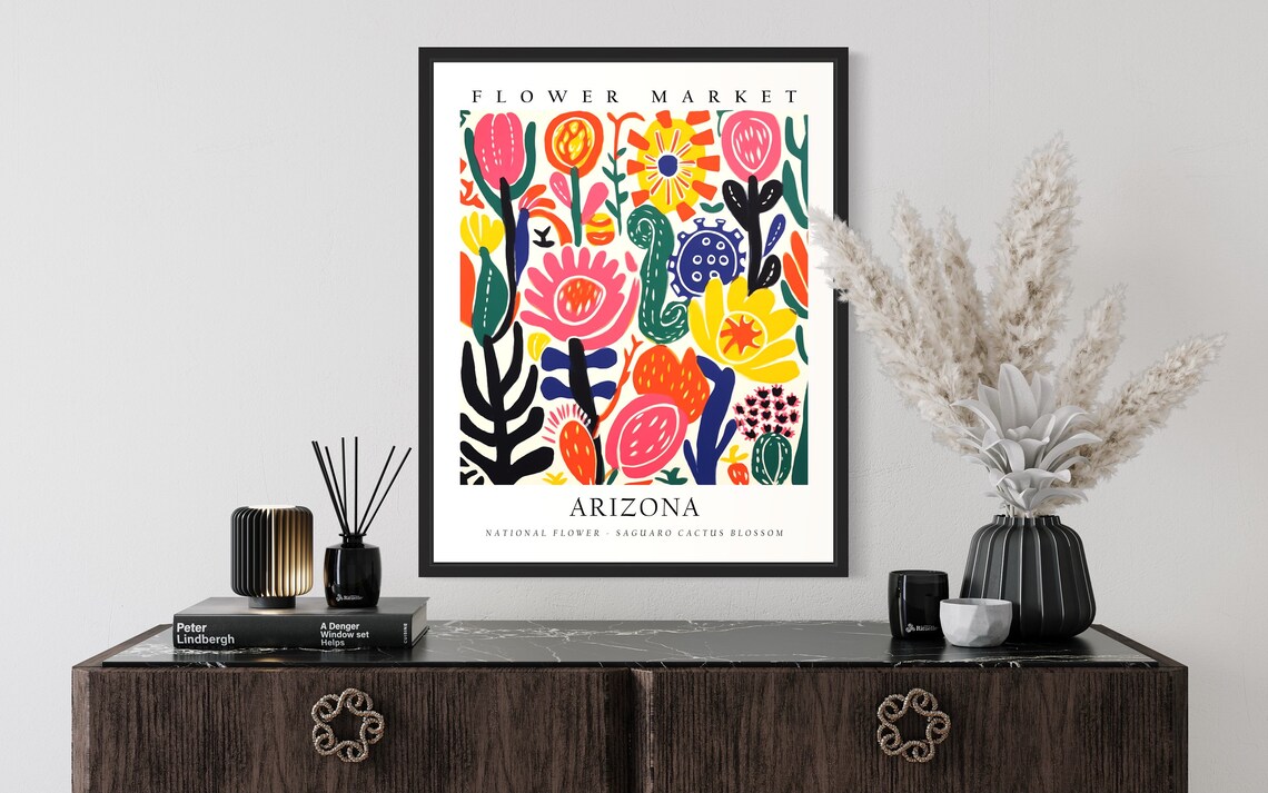 Arizona Flower Market Saguaro Cactus Blossom Botanical Poster - Image 2