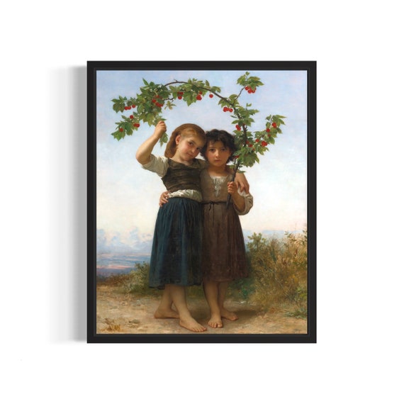 The Cherry Branch 1881 By William Bouguereau Famous Painting Poster Art Print Classic Vintage Wall Art Decor