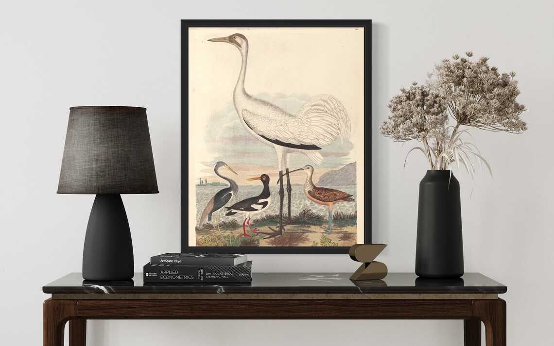 Vintage Wading Shorebirds in Marsh Classic Wildlife Painting Art Print - Image 3