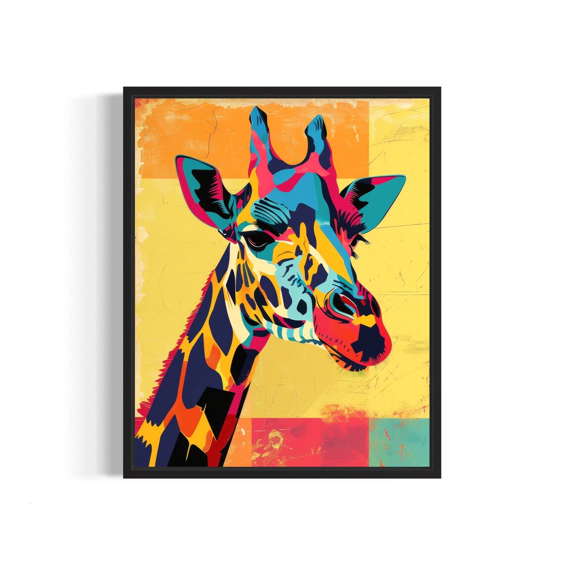 Colorful Pop Art Giraffe Head Modern Wildlife Portrait Poster