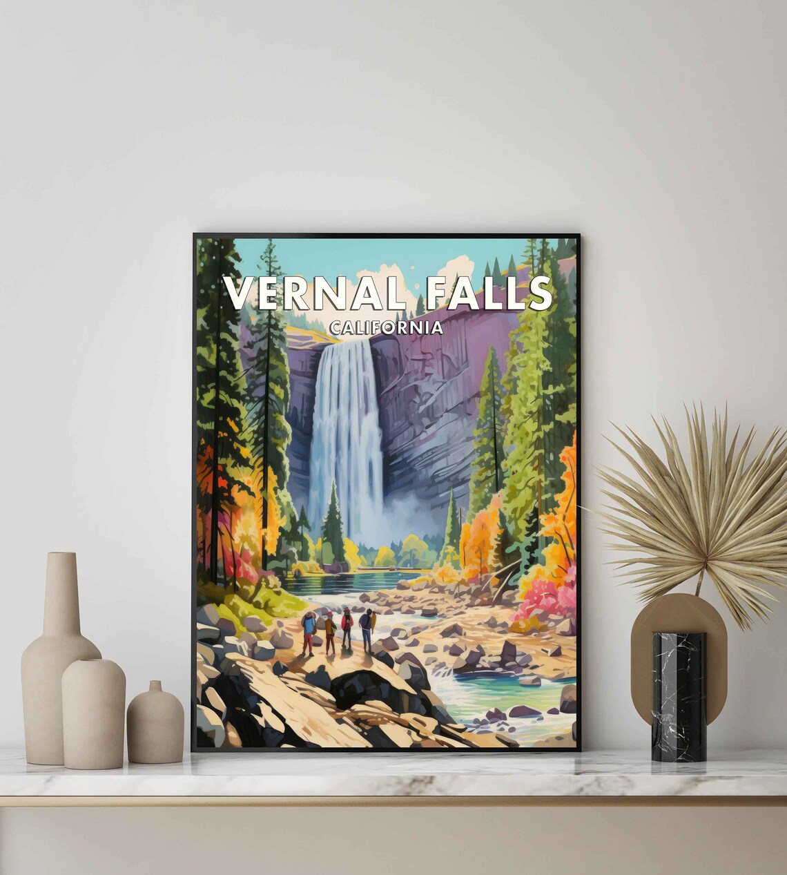 Vernal Falls California Granite Waterfall Yosemite Travel Poster - Image 2