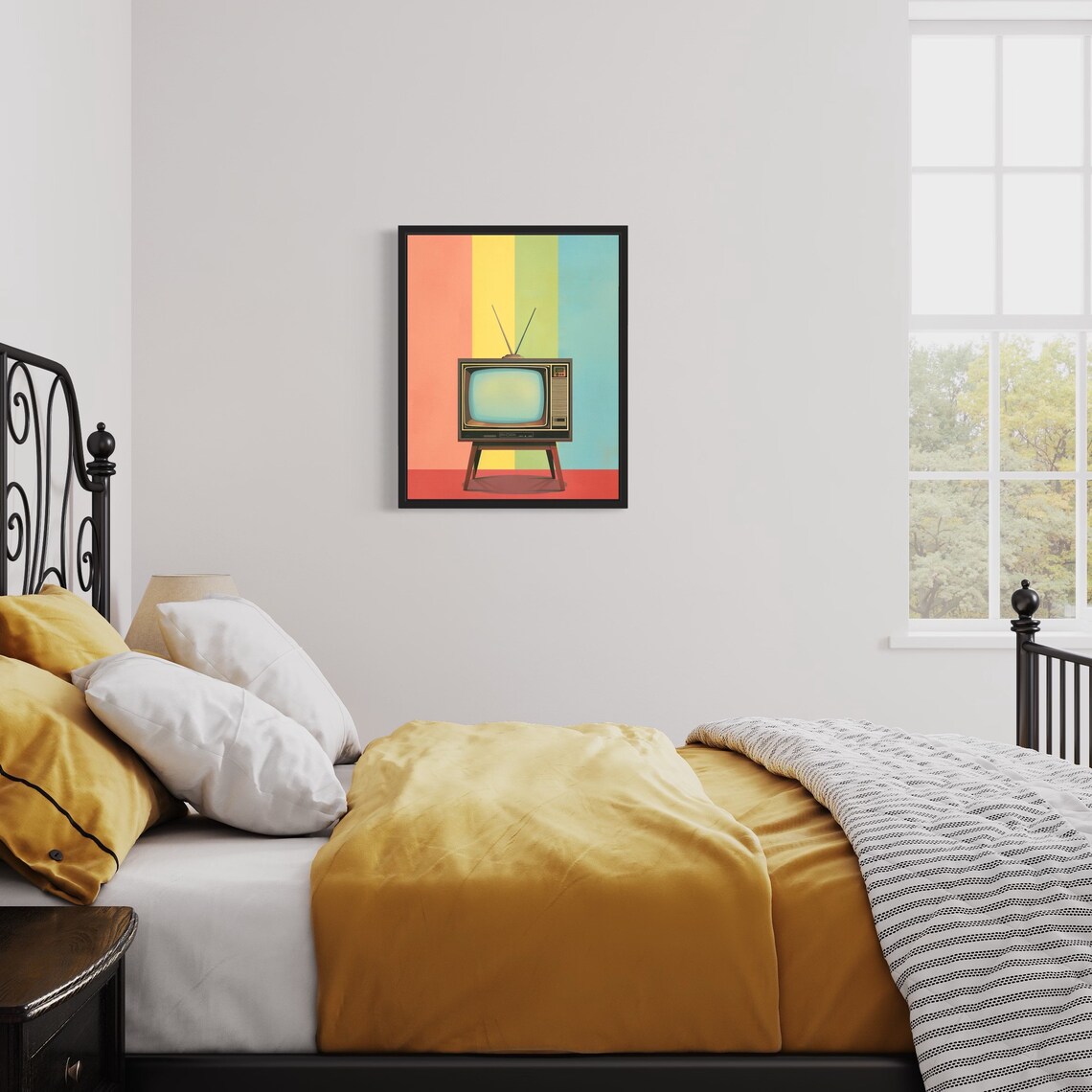 Retro Television Set Striped Background Poster Vintage TV Pop Art - Image 2