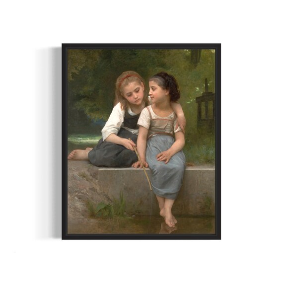 William Bouguereau Fishing for Frogs 1882 Classic Painting Poster Artwork