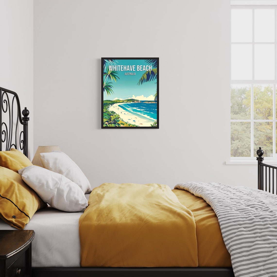 Whitehaven Beach Australia Turquoise Bay Poster with Palm Fronds - Image 3