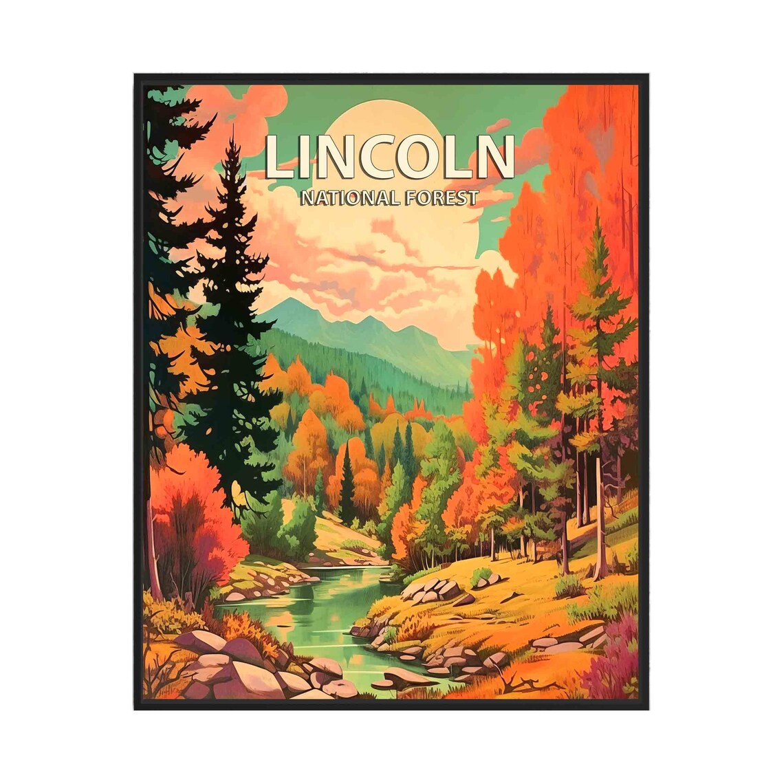 Lincoln National Forest Retro National Park Poster