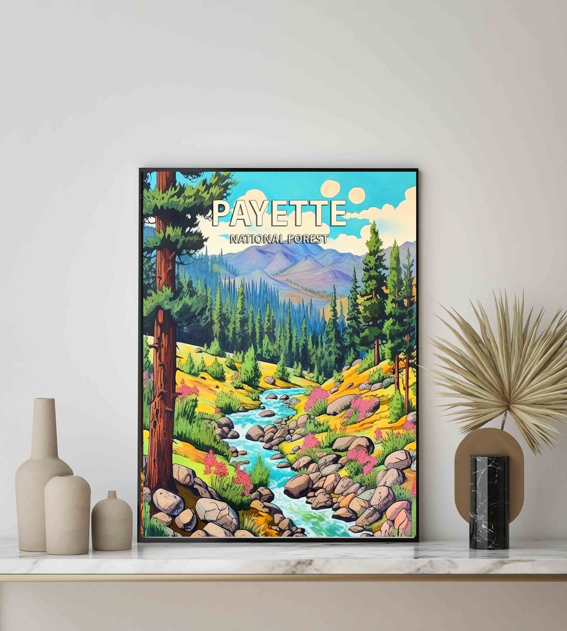 Payette National Forest Mountain Stream Vintage Nature Poster - Image 3
