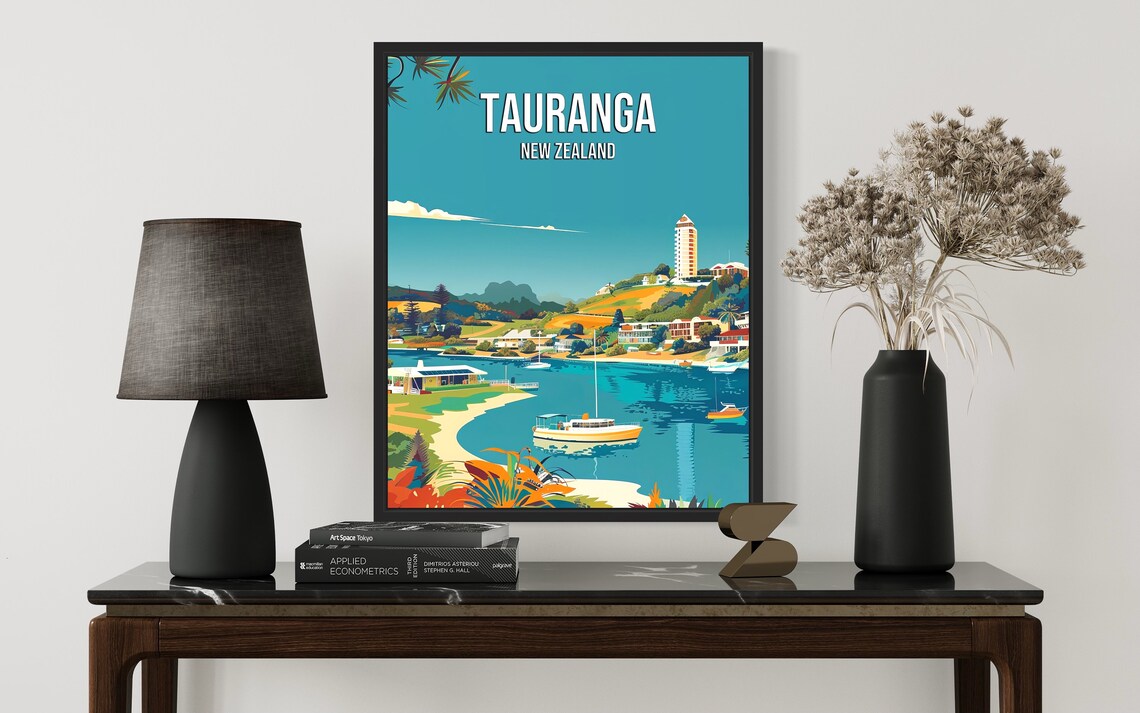 Tauranga New Zealand Harbor Poster With Boats And Waterfront Skyline - Image 2