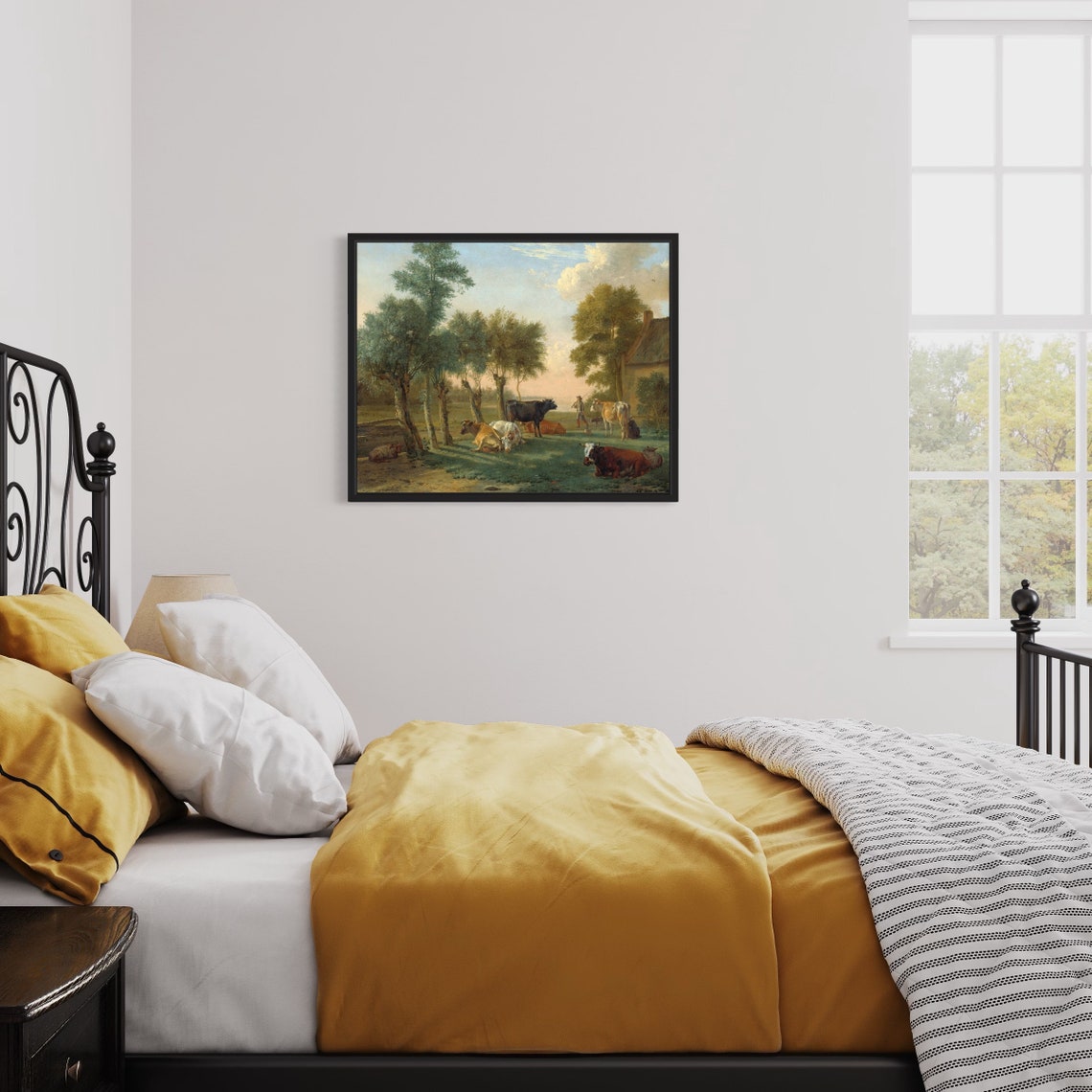 Cattle Resting in Pasture Vintage Dutch Farm Painting Poster - Image 3