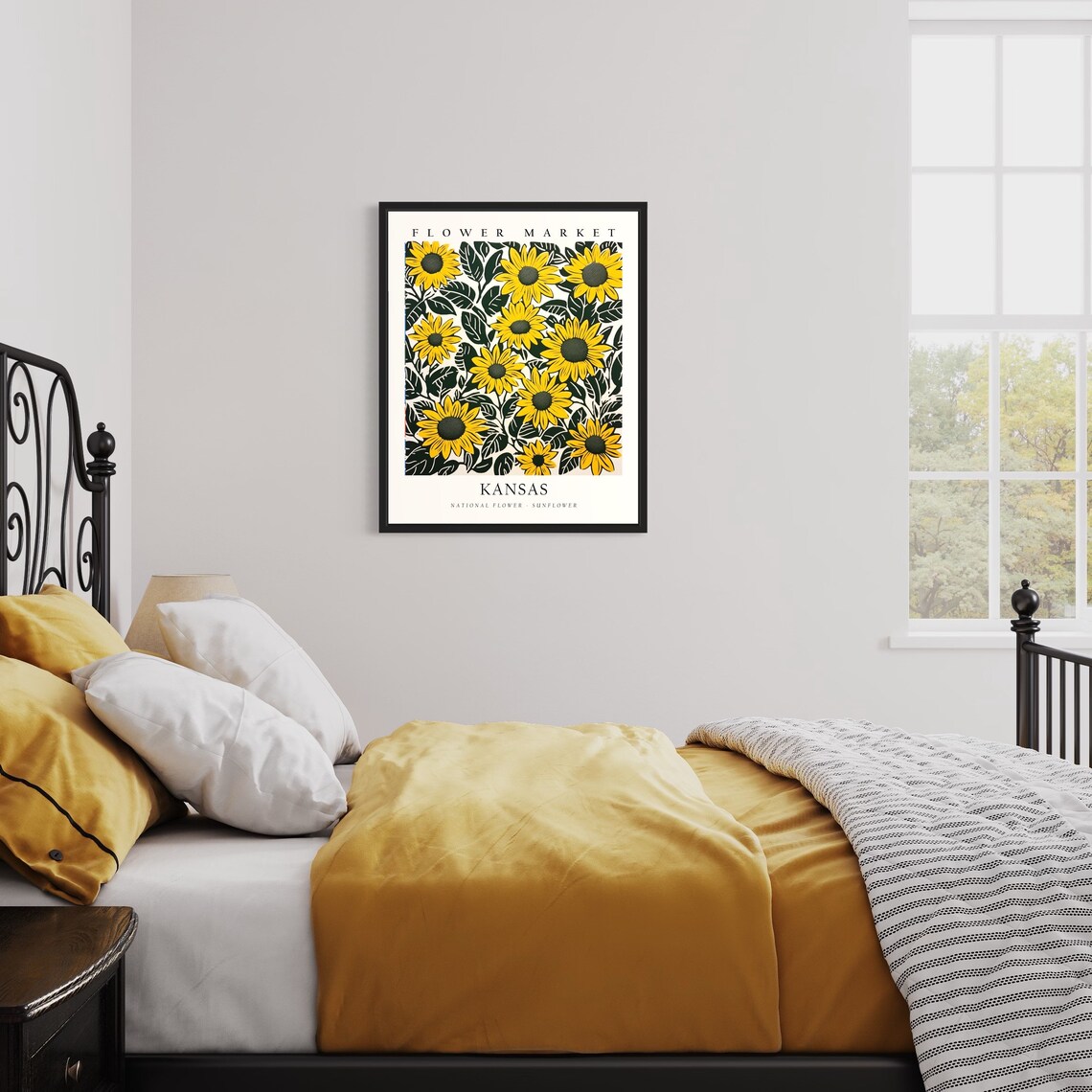 Kansas Flower Market Bright Sunflower Field Botanical Art Poster - Image 3