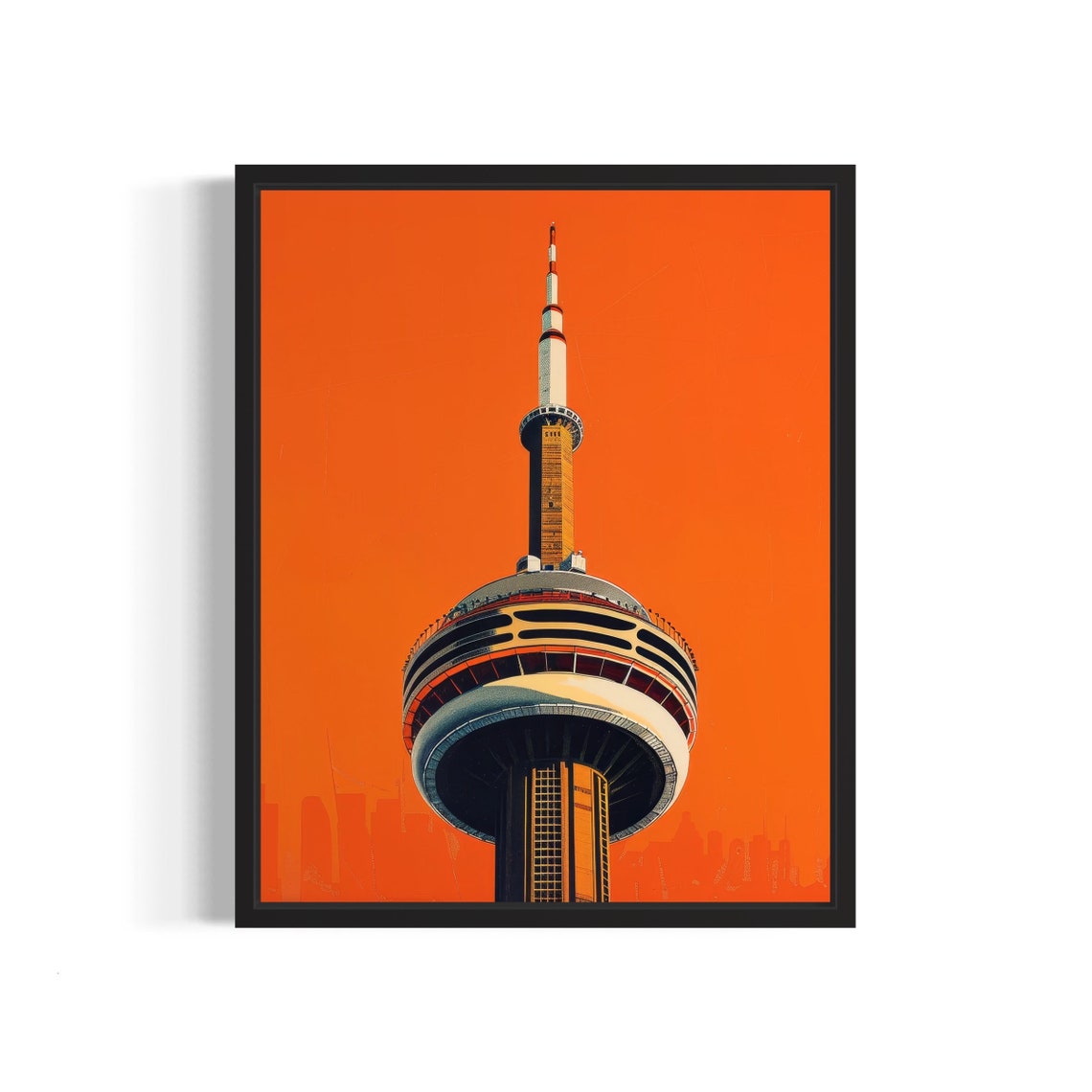 Toronto CN Tower Fiery Orange Sunset Bold Minimalist Art Poster