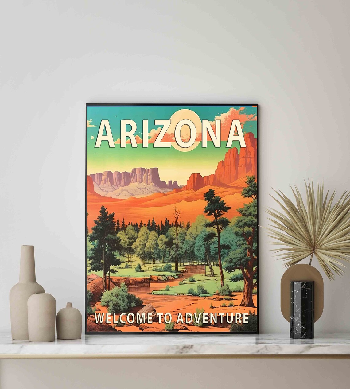 Arizona Red Rock Canyon Sunset Pines Vista Vintage Travel Poster - Image 2