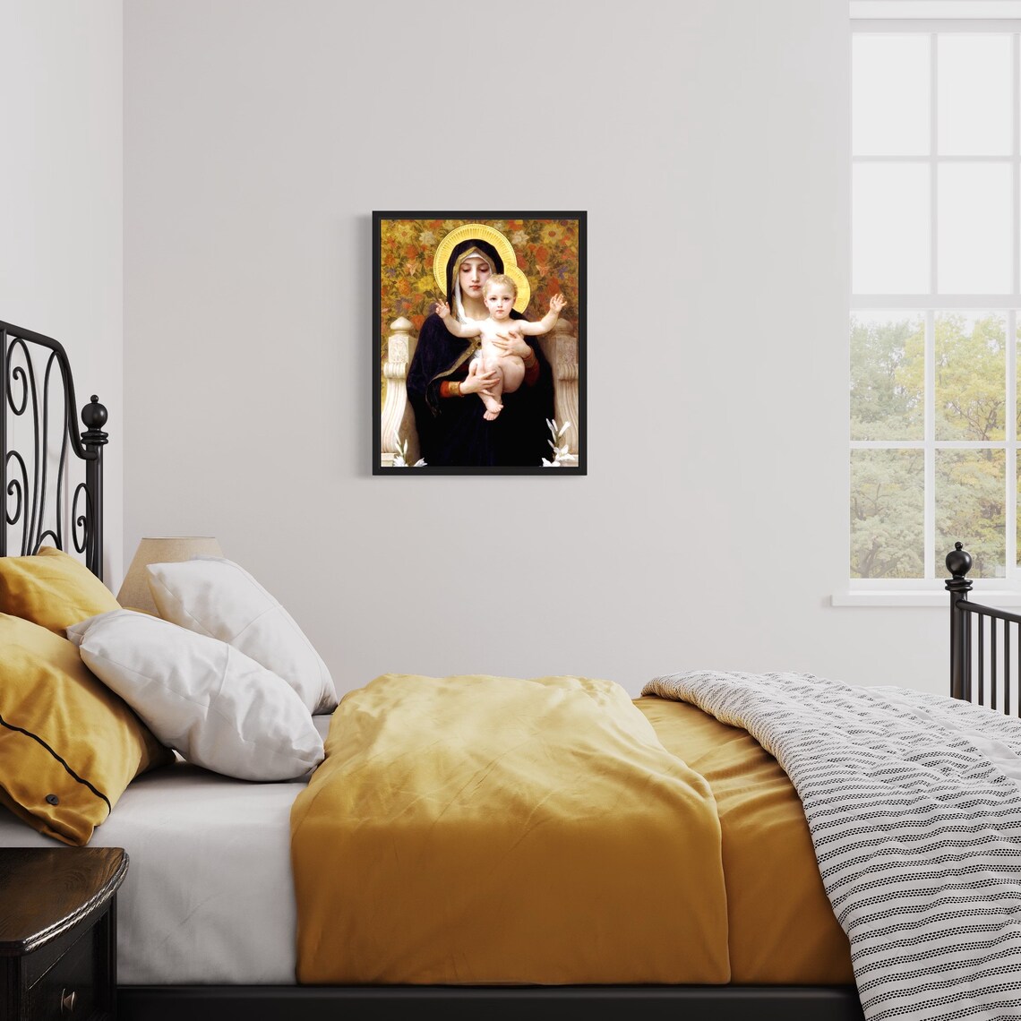 The Virgin of the Lilies Bouguereau Madonna Religious Art Poster - Image 2