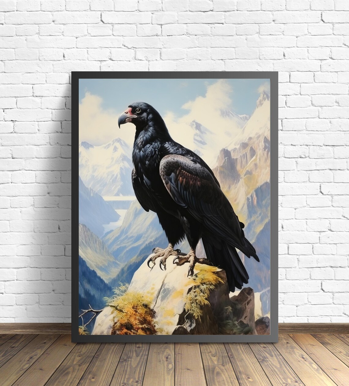 Andean Condor Mountain Majesty Black Bird Vintage Wildlife Art Poster - Image 2