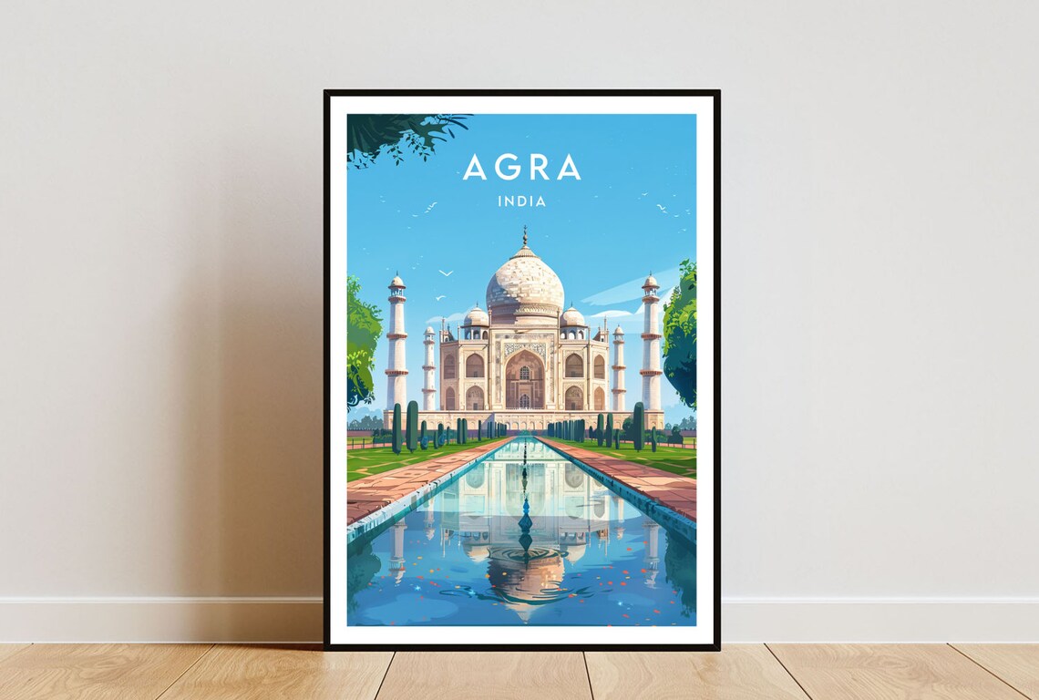 Taj Mahal Agra Fort Travel Poster