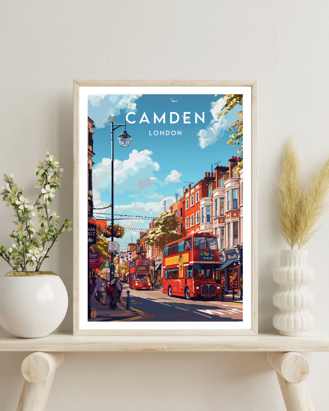 Camden London Red Double Decker Bus High Street Travel Poster - Image 4