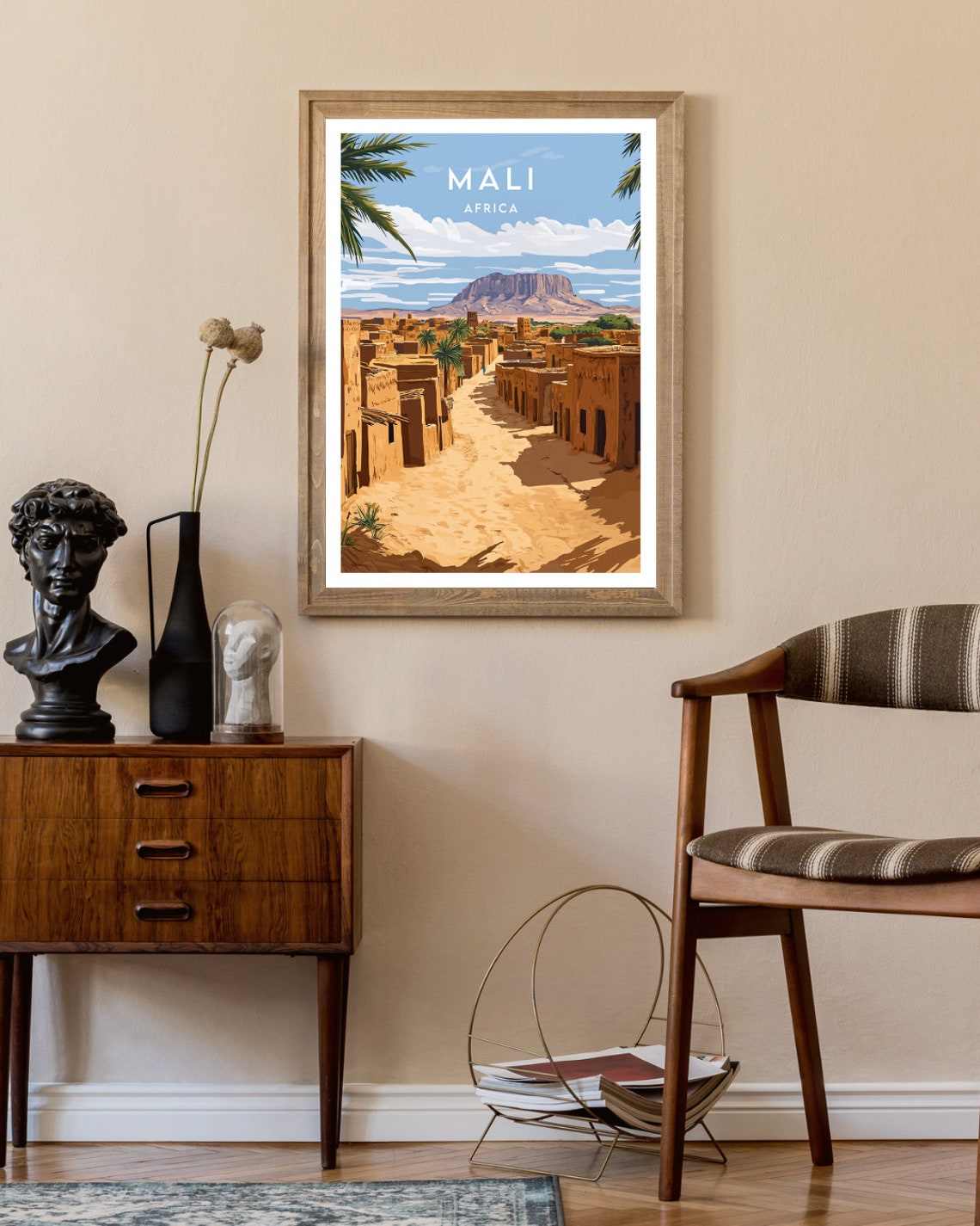 Mali Desert Town Mesa Mountain Sandy Street Africa Travel Poster - Image 2