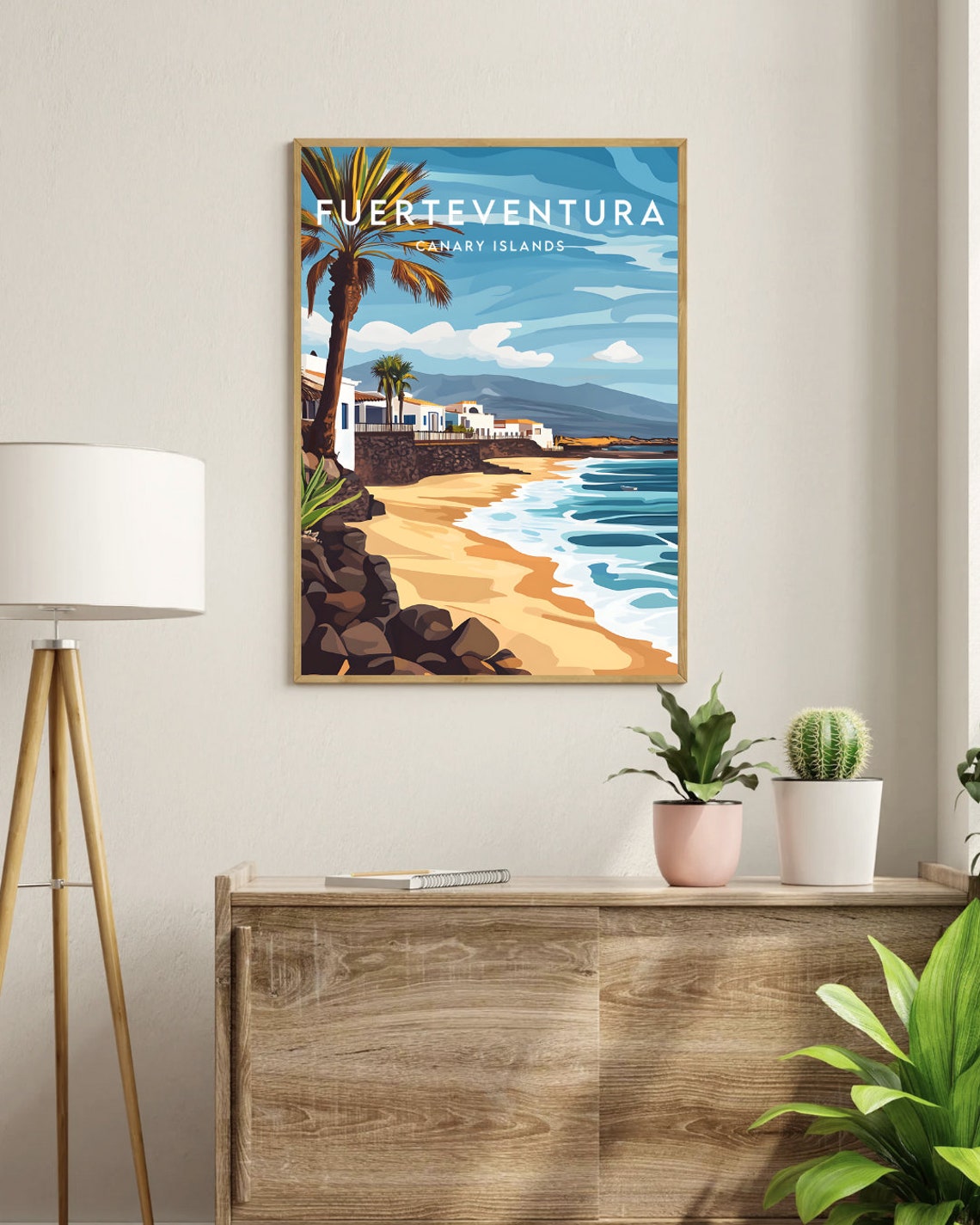 Fuerteventura Canary Islands Golden Beach Palm Travel Poster - Image 3