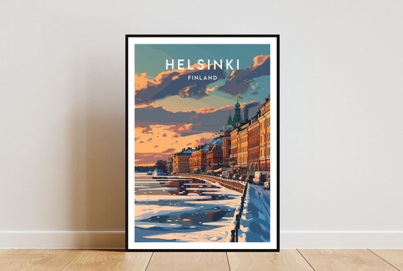 Helsinki Travel Poster, Finland Europe Wall Art