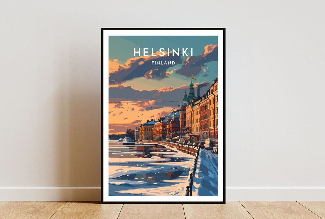 Helsinki Travel Poster, Finland Europe Wall Art